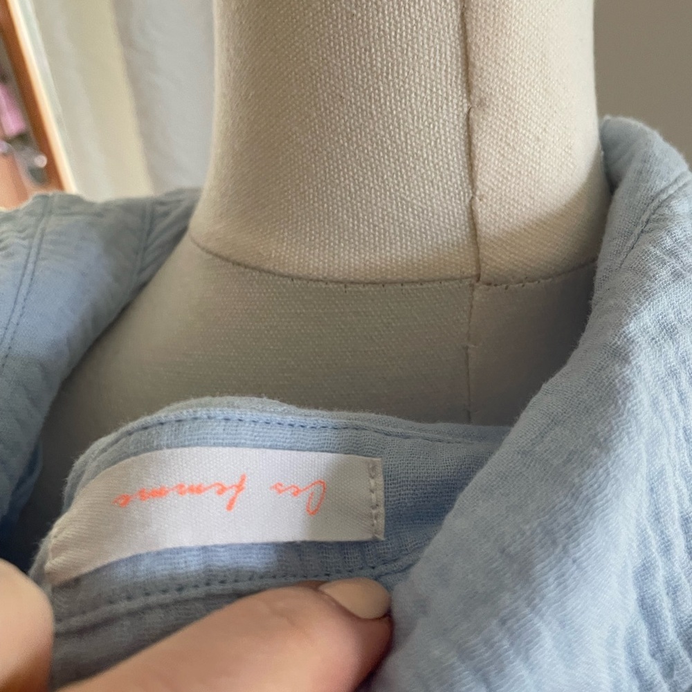 Ces Femme Linen Light Blue Dress with Pickets OS fits M - Picture 8 of 8